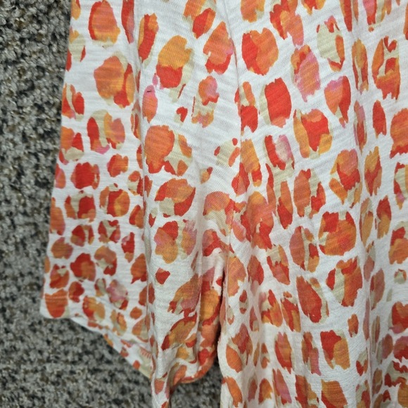 Chicos Top Womens 2 US Large Orange V Neck Slub Knit Short Sleeve Tee Casual - Picture 3 of 7